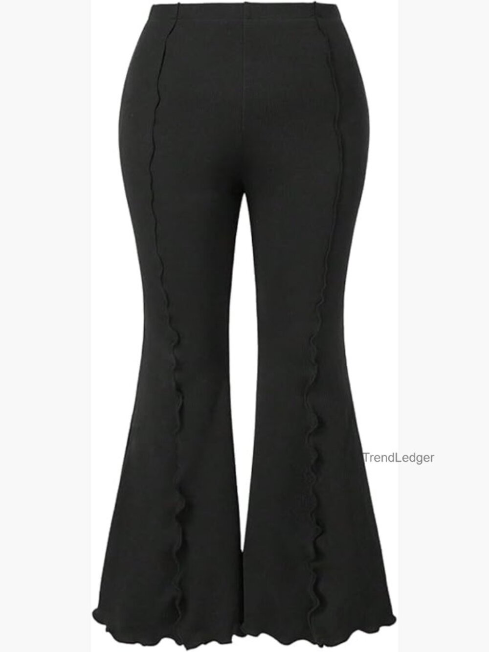 Plus Size Flare Leg Elastic Waist Leggings Soft Rib Knit Pants
